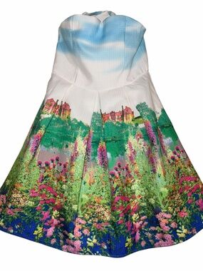 Monsoon Floral Garden Print Strapless Dress girls size 10